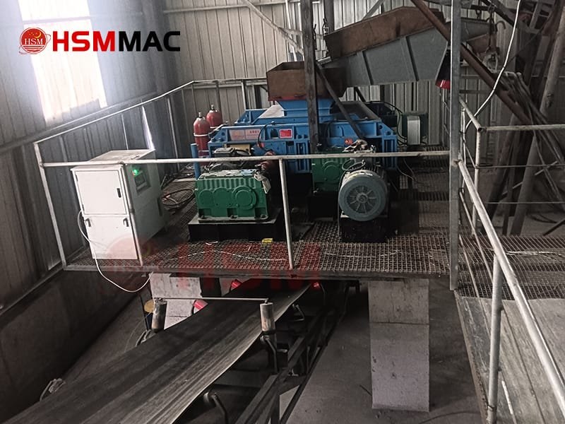 Large Double Roller Crusher Operating On-Site